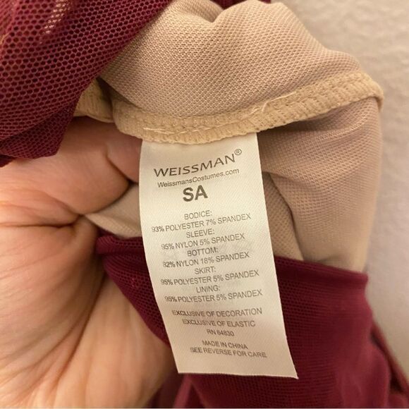 WEISSMAN Dance Costume lyrical burgundy Hopeless Romantic 9567 adult SA - Picture 11 of 14